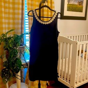 Lilly Pulitzer Navy Sleeveless Dress Trimmed in Gold Women Size 10